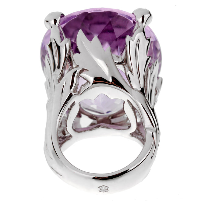 Christian Dior 44.5ct Amethyst Diamond Cocktail White Gold Ring 0002716