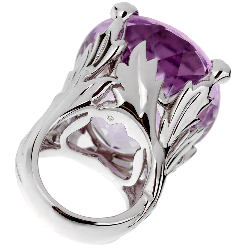 Christian Dior 44.5ct Amethyst Diamond Cocktail White Gold Ring 0002785