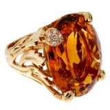 Christian Dior 44.5ct Citrine Diamond Cocktail Yellow Gold Ring 0002713