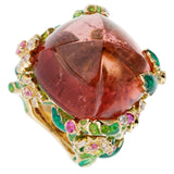 Christian Dior Diorella 45ct Rubellite Diamond Yellow Gold Cocktail Ring 0002769