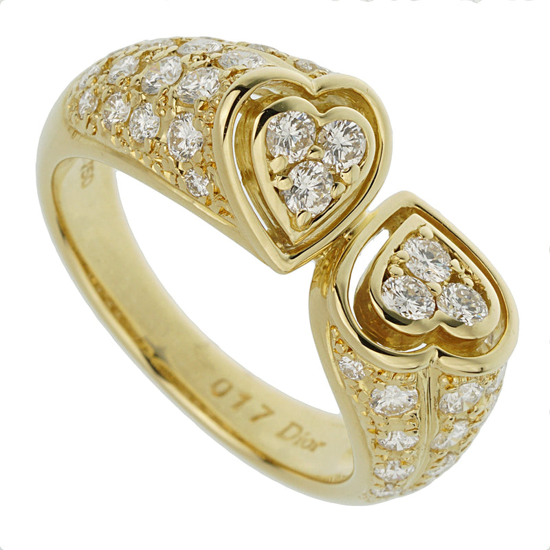 Christian Dior Heart Diamond Yellow Gold Cocktail Ring bl11hah5