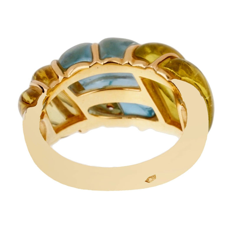 Christian Dior Lemon Quartz Blue Topaz Cocktail Gold Ring 0001861