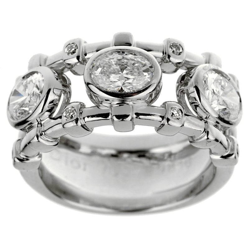 Christian Dior Oval Diamond Cocktail White Gold Ring 0002694