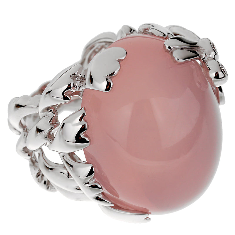 Christian Dior Pink Quartz Diamond White Gold Cocktail Ring Sz 5 1/2 0002772-2773