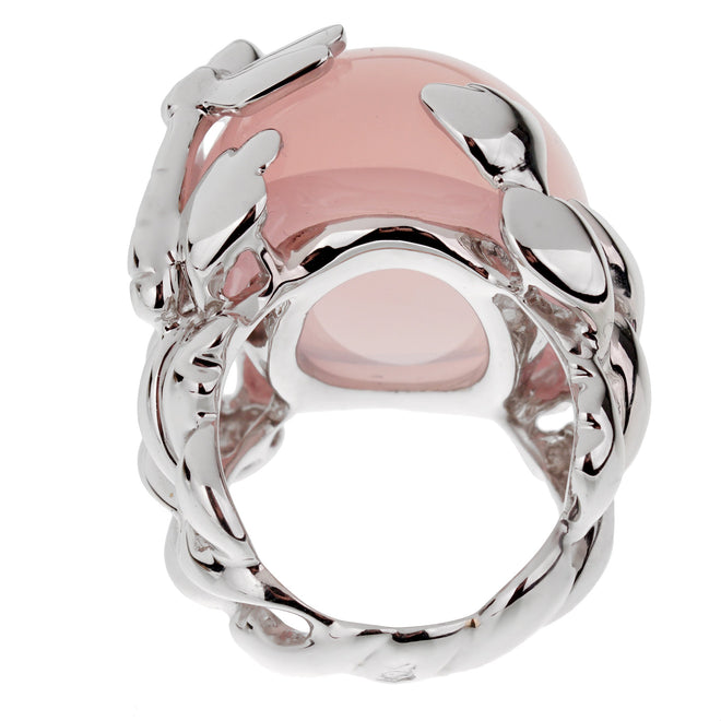 Christian Dior Pink Quartz Diamond White Gold Cocktail Ring Sz 6 1/2 0002775