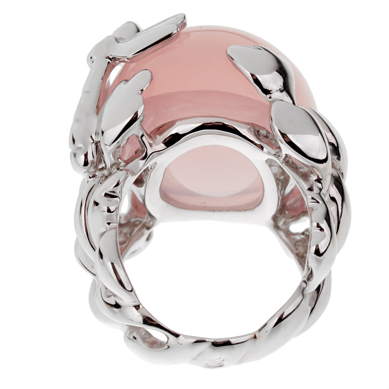 Dior Pink Quartz Diamond White Gold Cocktail Ring For Sale