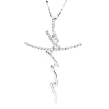 Comete Gioelli Diamond Cross White Gold Necklace 0000986