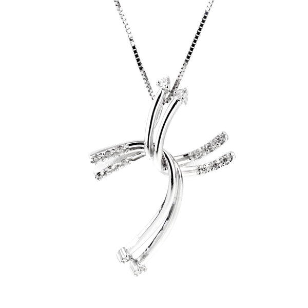 Comete Gioelli Diamond Cross White Gold Necklace 0000988