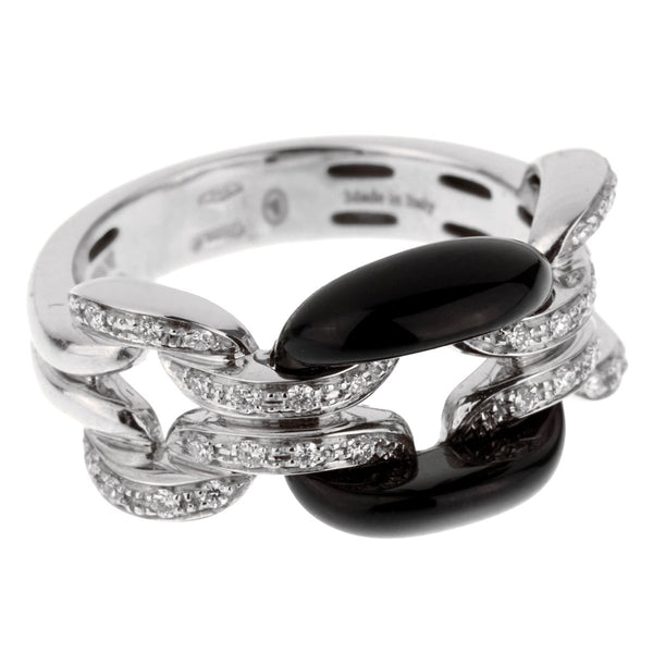 Damiani Lace White Gold Diamond Onyx Ring 0002519