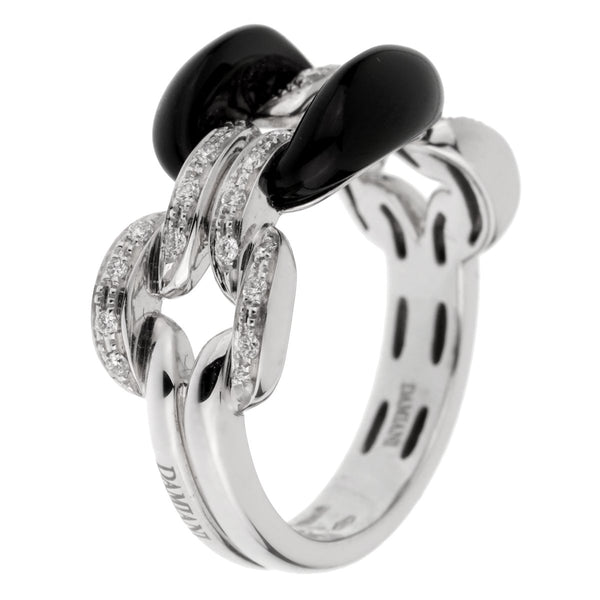 Damiani Lace White Gold Diamond Onyx Ring 0002519