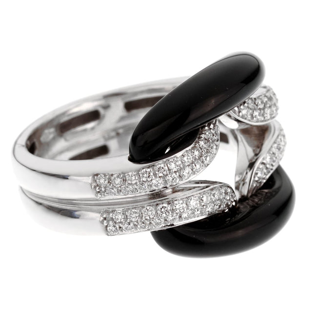 Damiani Lace White Gold Diamond Onyx Ring 0002520