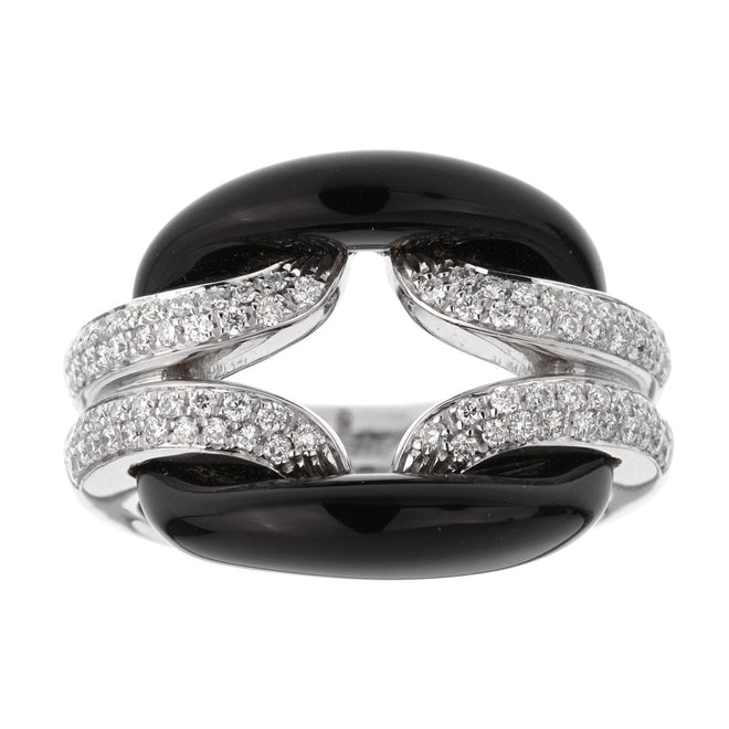 Damiani Lace White Gold Diamond Onyx Ring 0002520