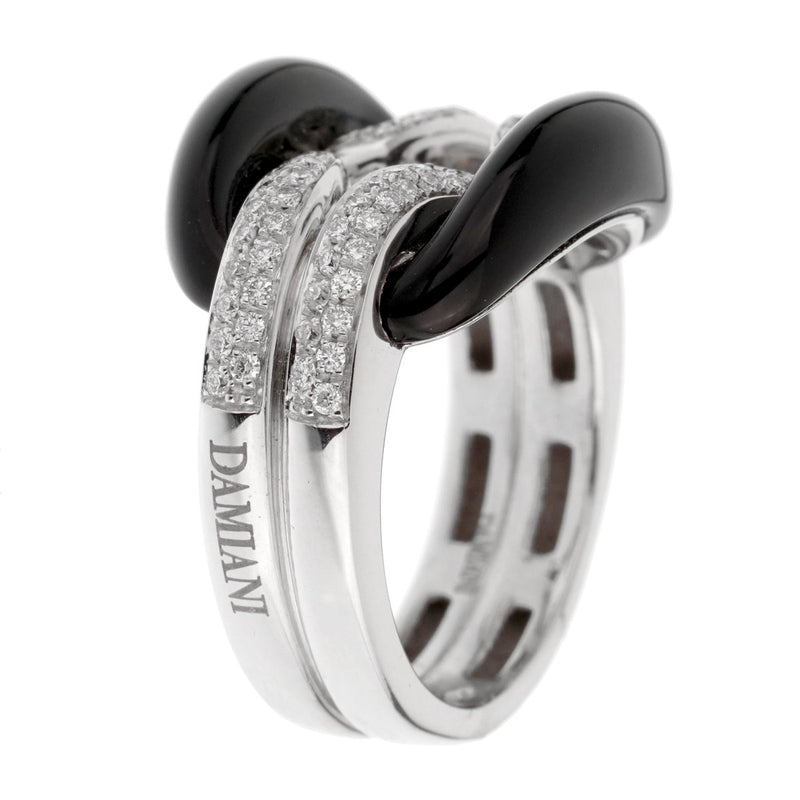 Damiani Lace White Gold Diamond Onyx Ring 0002520