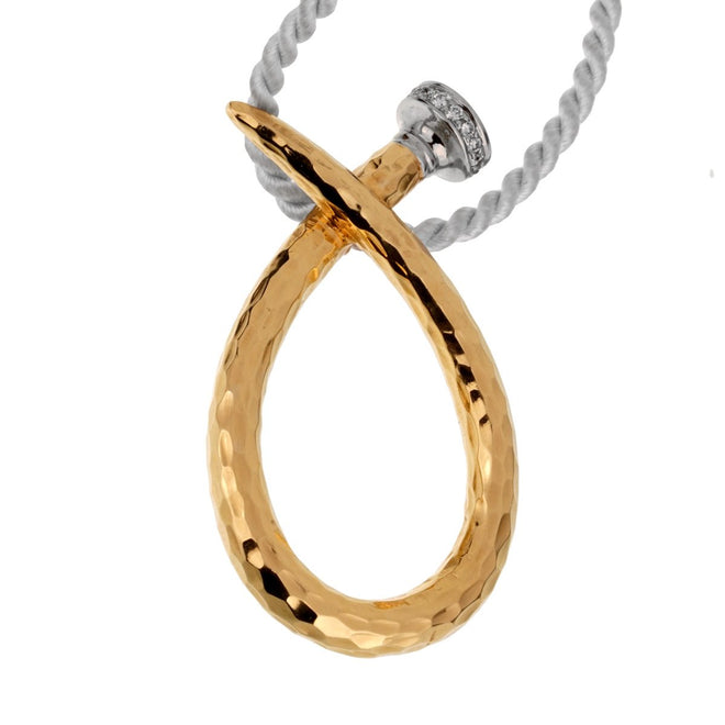 David Webb Infinity Nail Pendant Diamond Gold Necklace 0001289