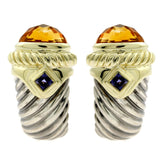 David Yurman Gemstone Silver Gold Earrings 0000368