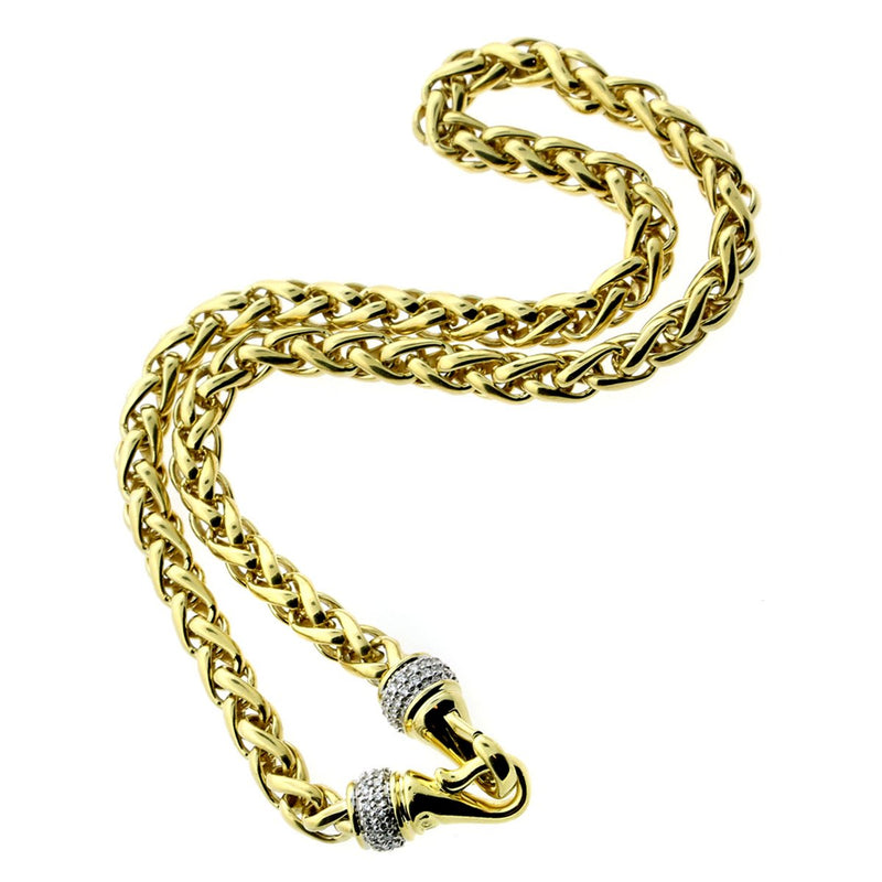 David Yurman Wheat Diamond Gold Necklace