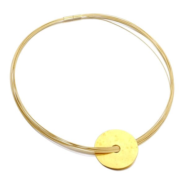 Dinh Van Disc Pendant Yellow Gold Choker Necklace 0002589