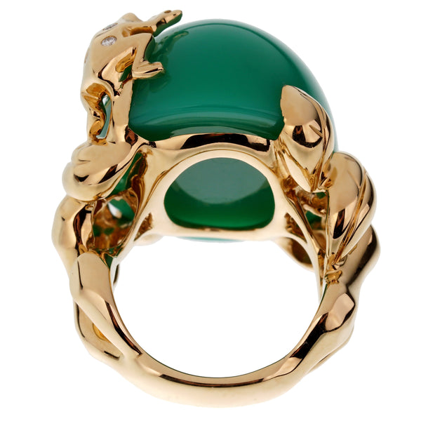 Dior Chrysoprase Diamond Yellow Gold Cocktail Ring 0002768