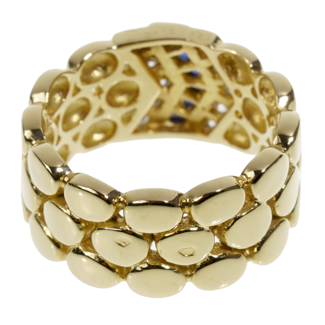 Dior Diamond Sapphire Yellow Gold Band Ring 0002554