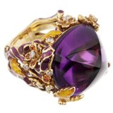 Dior Diorella Amethyst Yellow Gold Diamond Cocktail Ring 0002776