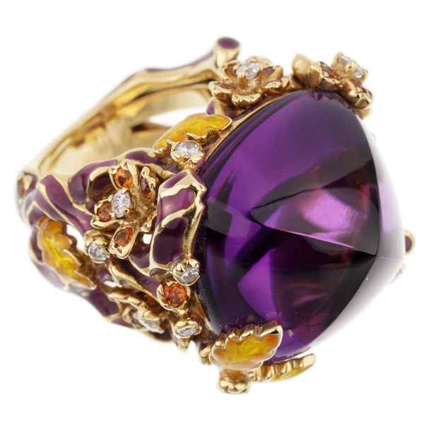 Dior Diorella Amethyst Yellow Gold Diamond Cocktail Ring 0002777