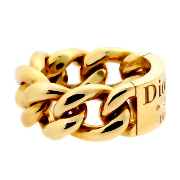 Dior Gold Chain Gourmette Link Ring 0000290