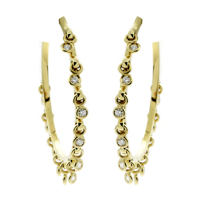 Dior Hoop Diamond Gold Earrings 0000592