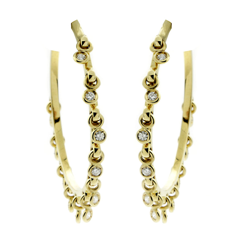 Dior Hoop Diamond Gold Earrings 0000592