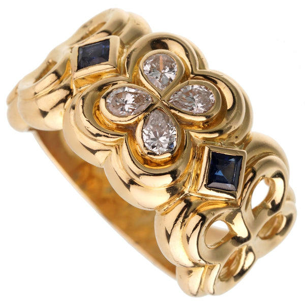 Dior Sapphire Diamond Yellow Gold Cocktail Ring 0003054