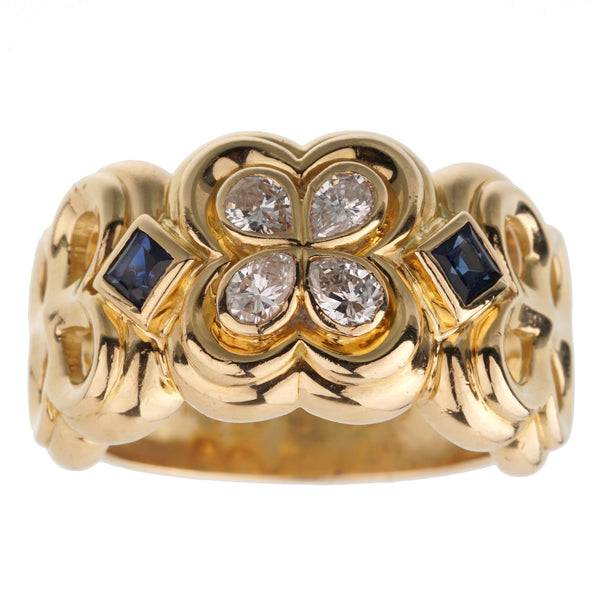 Dior Sapphire Diamond Yellow Gold Cocktail Ring 0003054