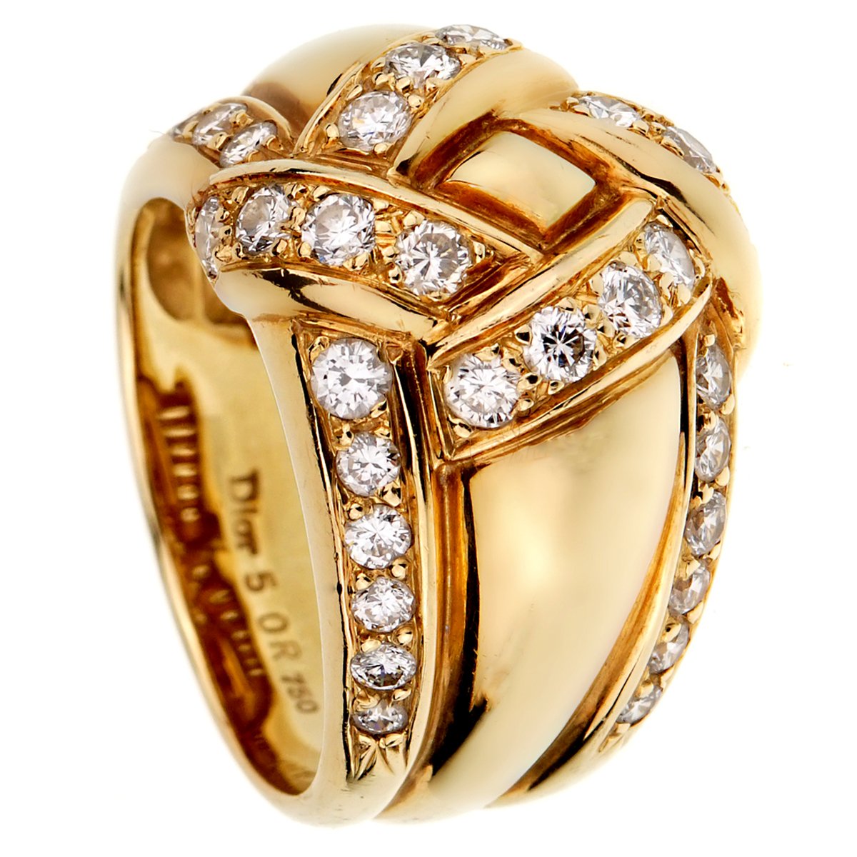 Dior Vintage Diamond Gold Cocktail Ring Opulent Jewelers