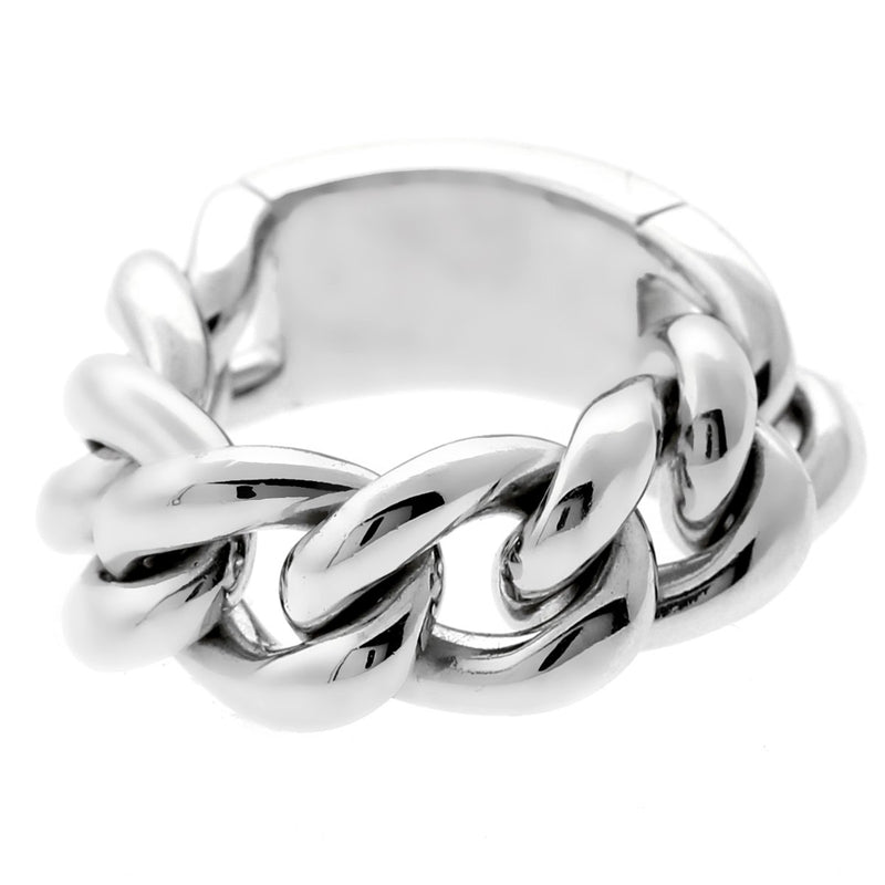 Dior White Gold Chain Gourmette Link Ring 0000562