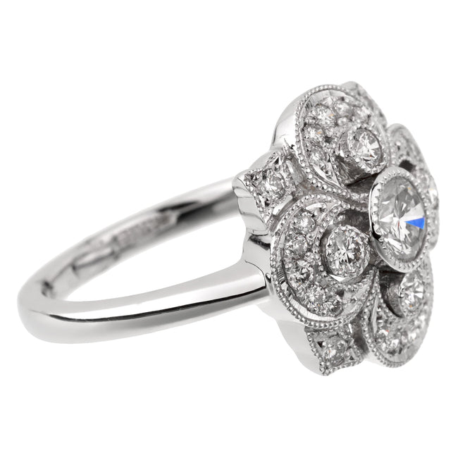 Estate Art Deco Style Platinum Diamond Cocktail Ring 0003388