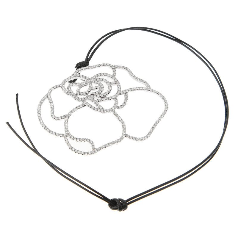 Estate Diamond White Gold Flower Necklace