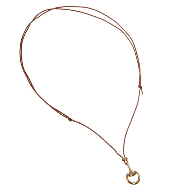 Estate Rose Gold Horsebit Leather Necklace 0002525