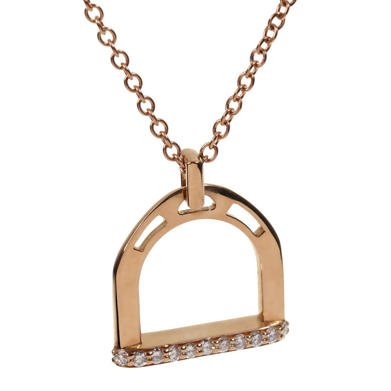 Estate Stirrup Rose Gold Diamond Necklace 0002524