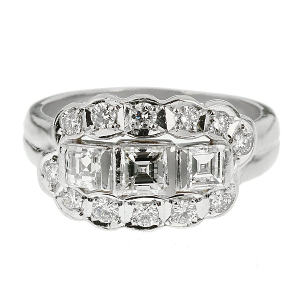 Estate Vintage Platinum Diamond Cocktail Ring 0003389