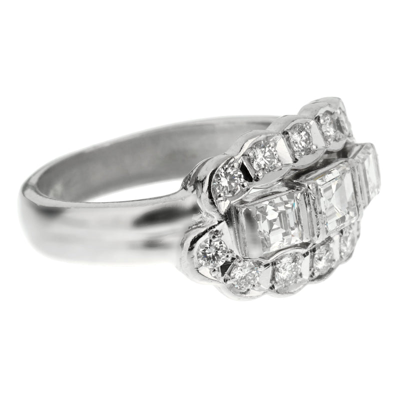 Estate Vintage Platinum Diamond Cocktail Ring Opulent Jewelers
