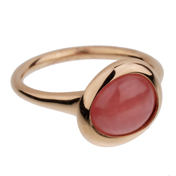 Fred of Paris 3ct Pink Quartz Cabochon Rose Gold Cocktail Ring Sz 4 3/4 0003011-12