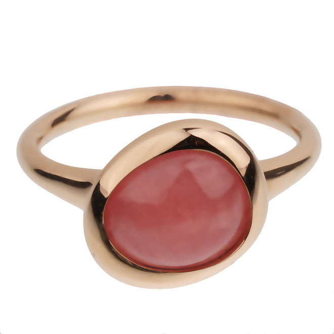 Fred of Paris 3ct Pink Quartz Cabochon Rose Gold Cocktail Ring Sz 4 3/4 0003011-12