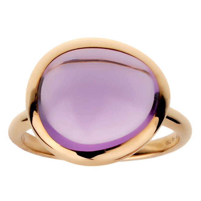 Fred of Paris 7ct Amethyst Cabochon Rose Gold Cocktail Ring Size 6 0002927