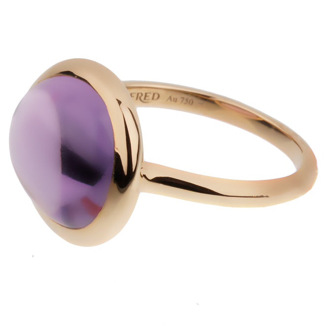 Fred of Paris 7ct Amethyst Cabochon Rose Gold Cocktail Ring Size 6 0002927