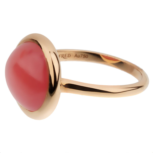 Fred of Paris 7ct Cabochon Rhodochrosite Rose Gold Cocktail Ring Size 6 1/2 0002900