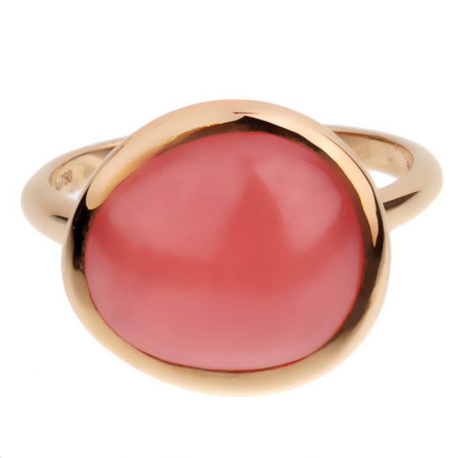 Fred of Paris 7ct Cabochon Rhodochrosite Rose Gold Cocktail Ring Size 6 1/2 0002900