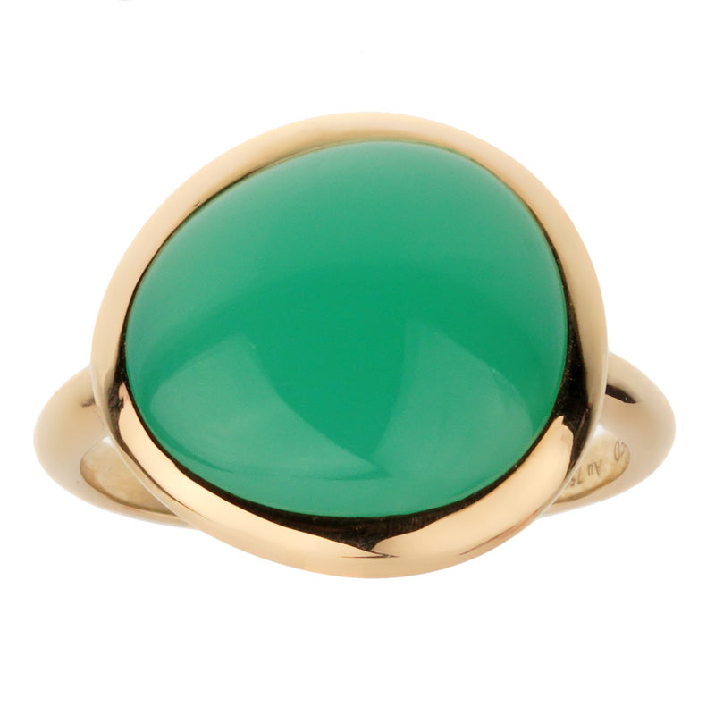 Fred of Paris 7ct Chrysoprase Cabochon Yellow Gold Cocktail Ring Size 5 1/4 0002912