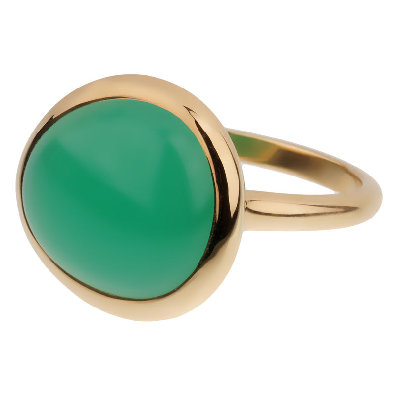 Fred of Paris 7ct Chrysoprase Cabochon Yellow Gold Cocktail Ring Size 5 1/4 0002912