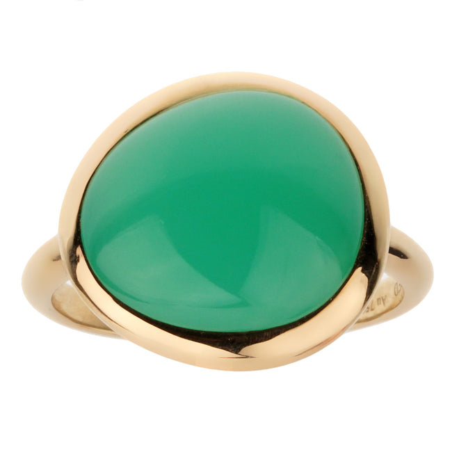 Fred of Paris 7ct Chrysoprase Cabochon Yellow Gold Cocktail Ring Size 5 3/4 0002911