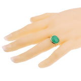 Fred of Paris 7ct Chrysoprase Cabochon Yellow Gold Cocktail Ring Size 5 3/4 0002911