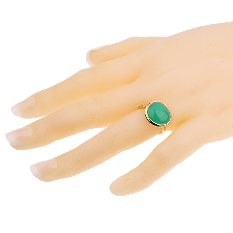 Fred of Paris 7ct Chrysoprase Cabochon Yellow Gold Cocktail Ring Size 6 1/2 0002915