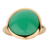 Fred of Paris 7ct Chrysoprase Cabochon Yellow Gold Cocktail Ring Size 7 1/2 0002902